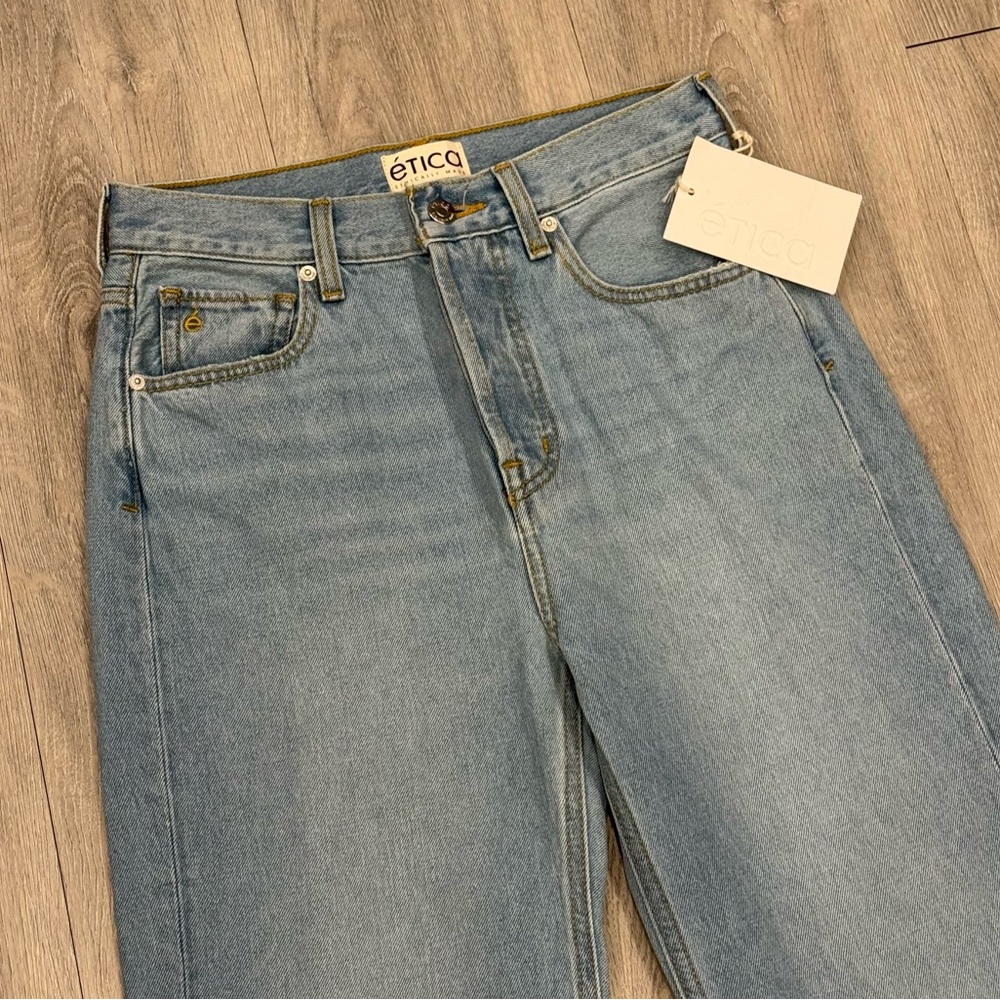 Etica Casual Sky Blue Denim Tyler High Rise Straight Leg Jeans - Picture 2 of 7